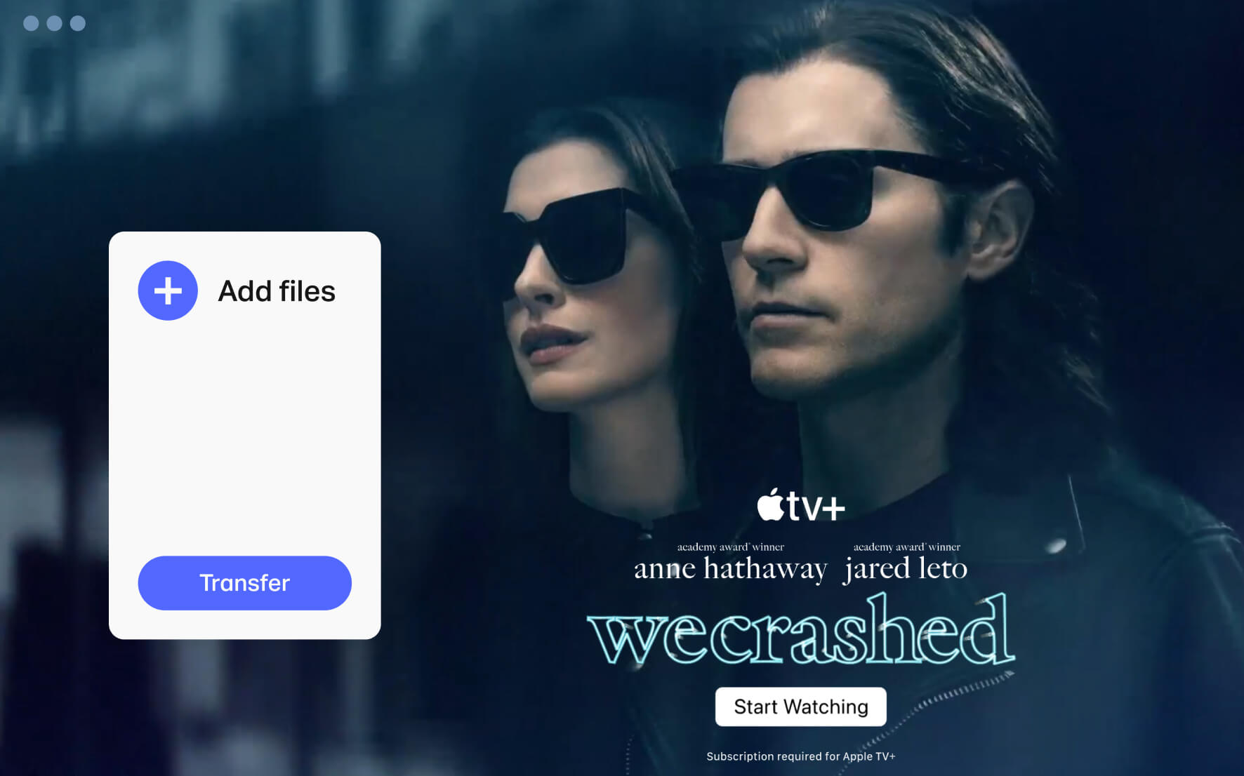 Apple TV full-screen wallpaper on WeTransfer